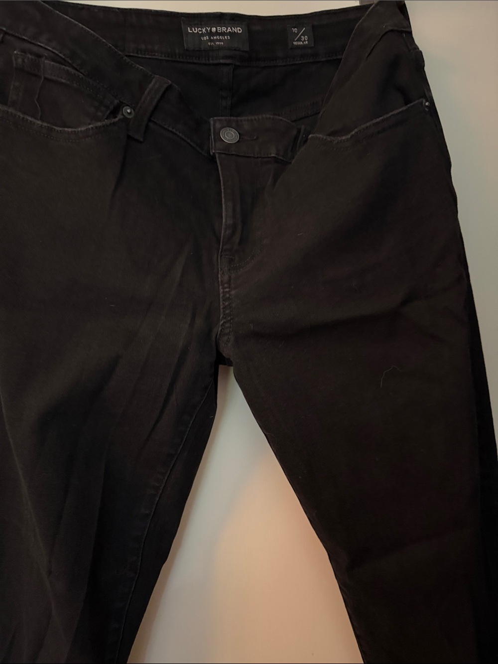 Lucky Brand Black Jeans with Gold Zip Detail